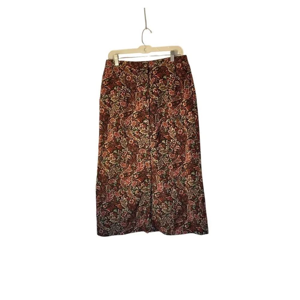 Appleseeds, women’s vintage, dark brown for a leaf print skirt 12 P